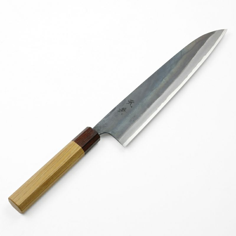 元兼 和牛刀 240mm 両刃 青紙1号 割込み 黒打ち仕上げ ケヤキ柄 極上品 土佐打ち刃物