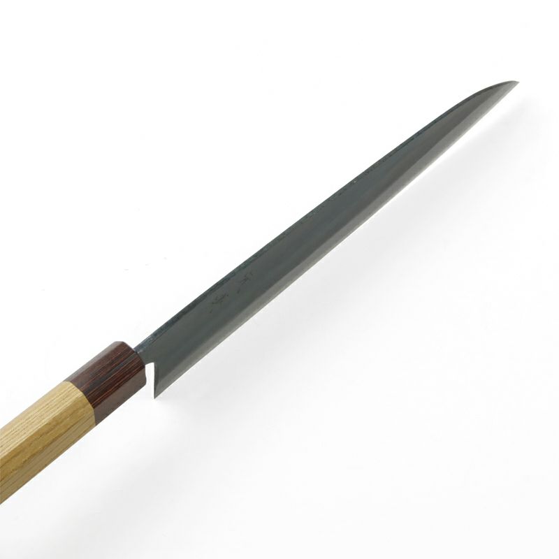 元兼 和牛刀 240mm 両刃 青紙1号 割込み 黒打ち仕上げ ケヤキ柄 極上品 土佐打ち刃物