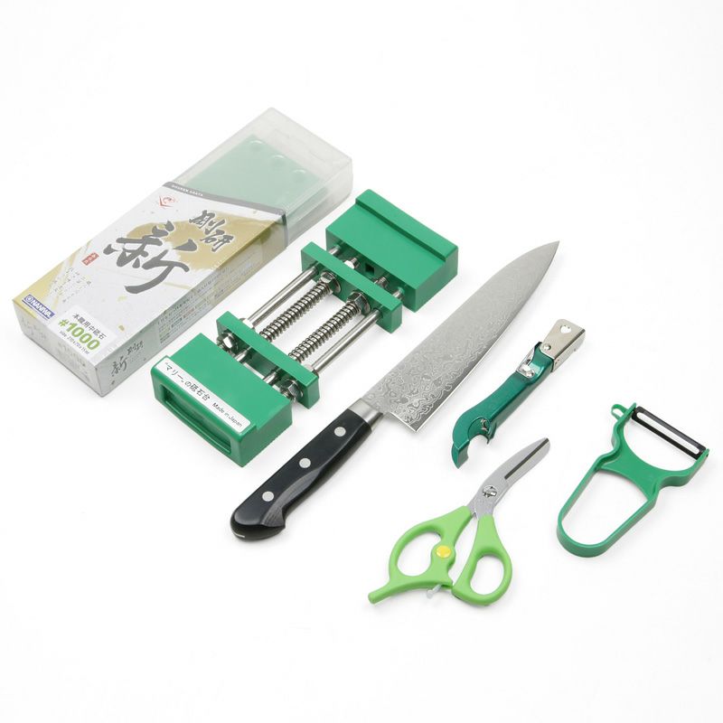 家庭用調理道具福袋 緑(牛刀180 料理鋏 三徳缶切 ピーラー)