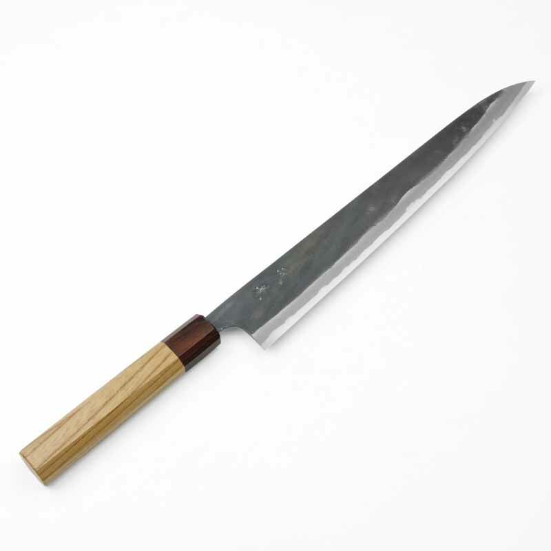 元兼 筋引き包丁 270mm 両刃 青紙1号 割込み 黒打ち仕上げ ケヤキ八角柄 土佐打ち刃物 極上品