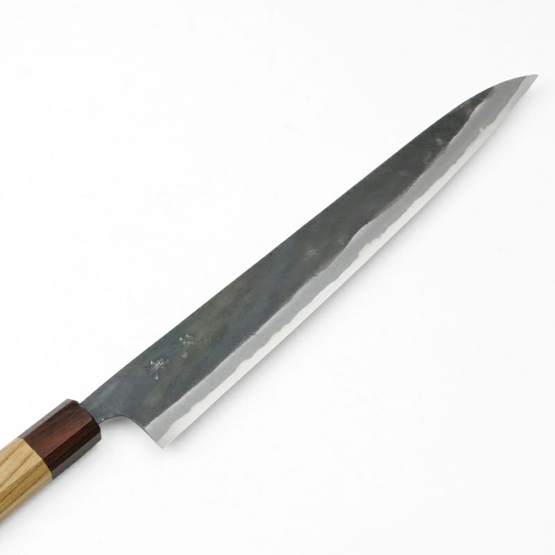 元兼 筋引き包丁 270mm 両刃 青紙1号 割込み 黒打ち仕上げ ケヤキ八角柄 土佐打ち刃物 極上品