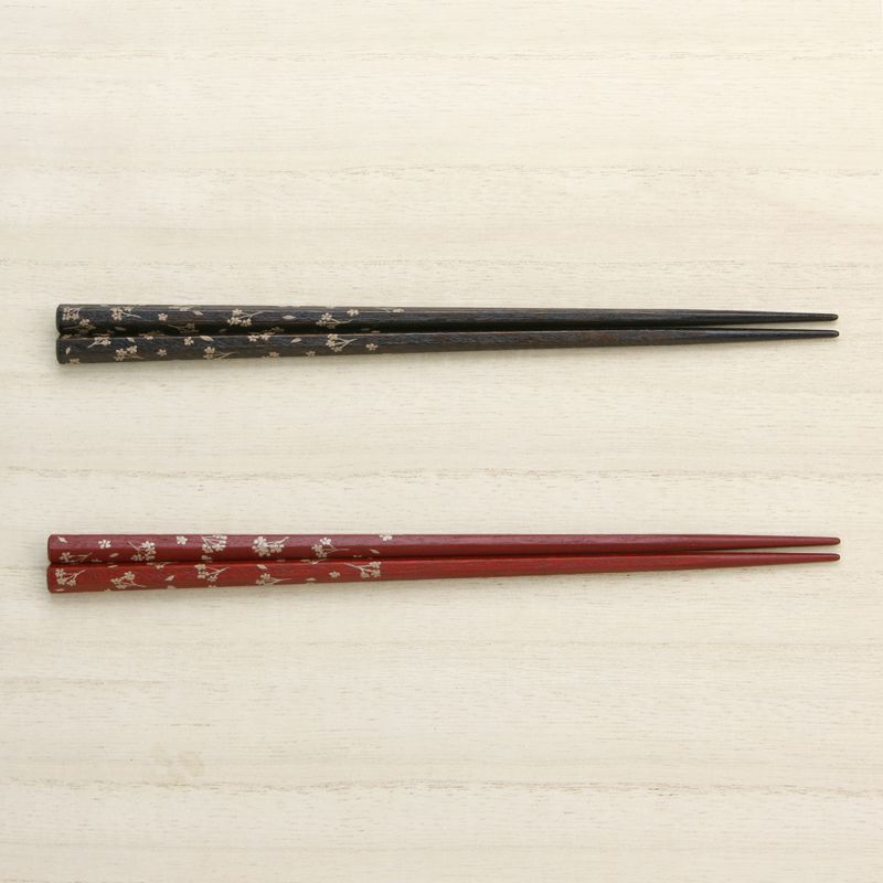 えちぜん箸 夫婦箸 六角拭き 漆 小花ちらし