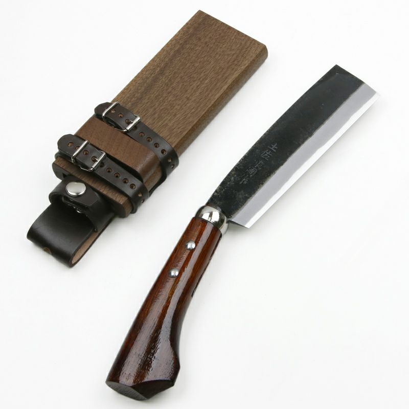 東周作黒打白紙腰鉈両刃150オイルステイン仕上