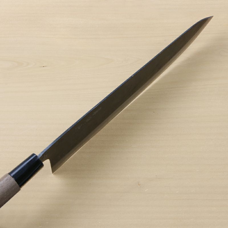 東周作 和牛刀 240mm 両刃 青紙スーパー 割込み 黒打ち仕上げ クルミ柄