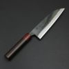 元兼 三徳包丁 170mm 両刃 青紙スーパー 割込み 黒打ち仕上げ 紫檀赤丸柄 木箱入り 土佐打ち刃物 極上品 全体