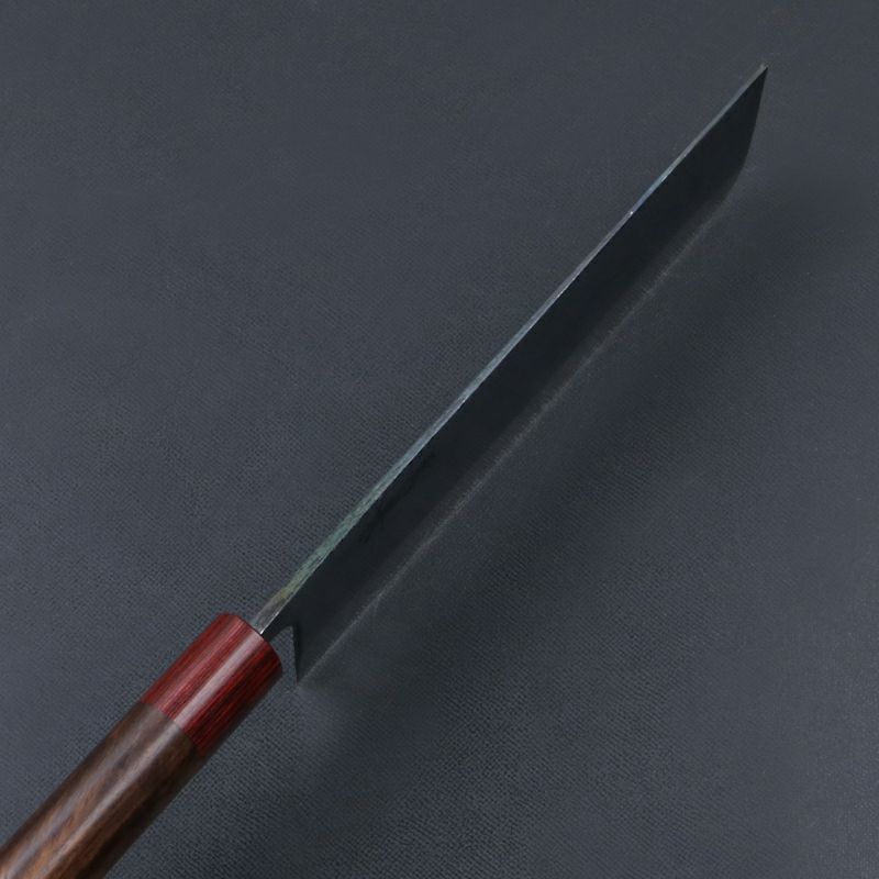 元兼 菜切り包丁 165mm 両刃 青紙スーパー 割込み 黒打ち仕上げ 紫檀赤丸柄 木箱入り 土佐打ち刃物 極上品 峰