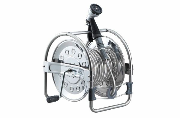 HATAYA オールステンレス 蛇腹ホースリール 20m