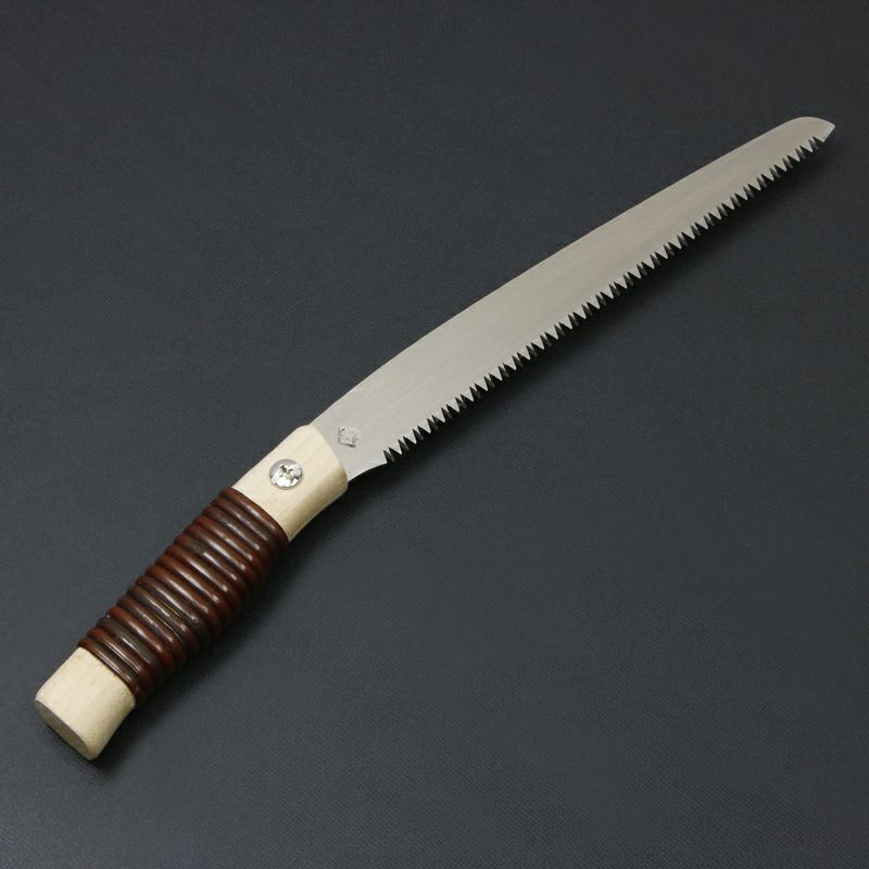 ヒシカ印 替刃式 ミニ剪定鋸180mm 籐巻柄 鞘付き 全体