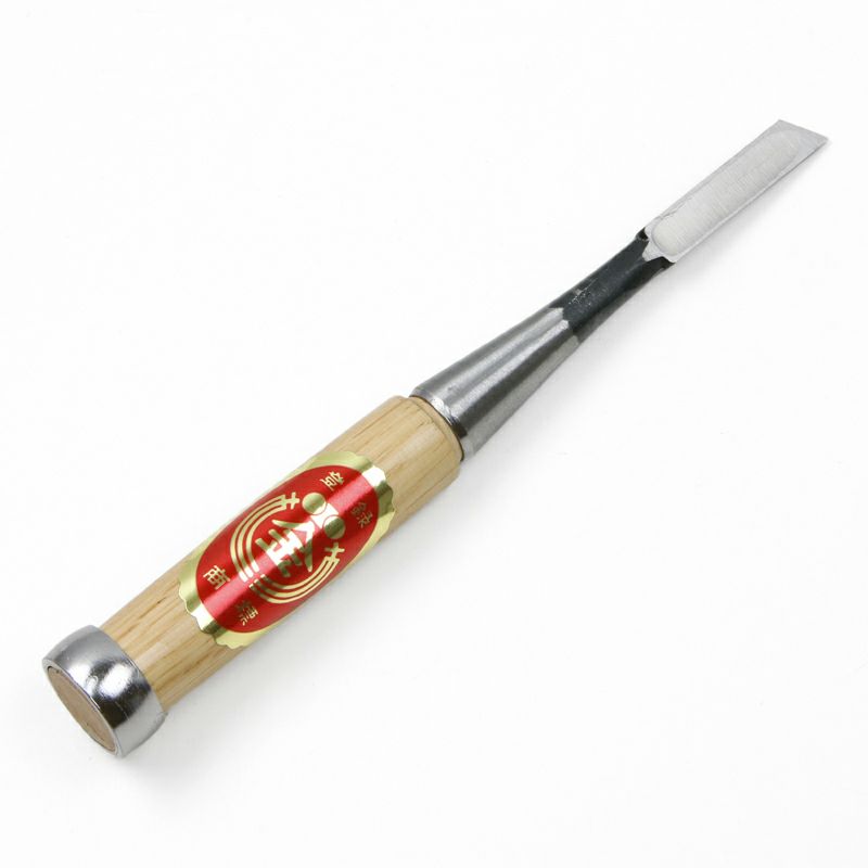 細工鑿 キワ型 9mm 白紙2号 赤樫柄 一般向け 全体