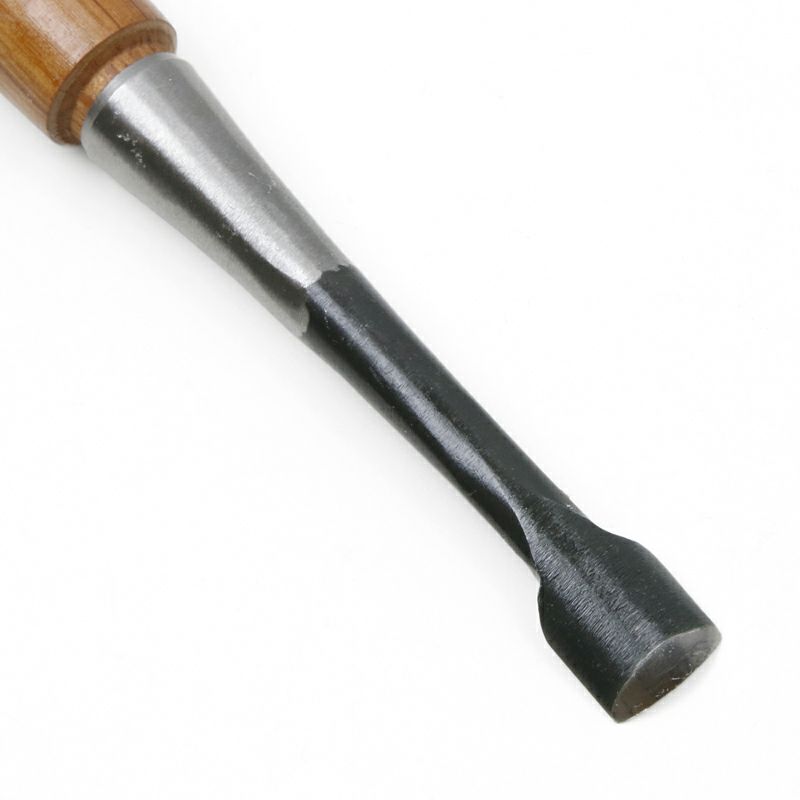 細工鑿 丸スクイ型 15mm 白紙2号 赤樫柄 一般向け 切先