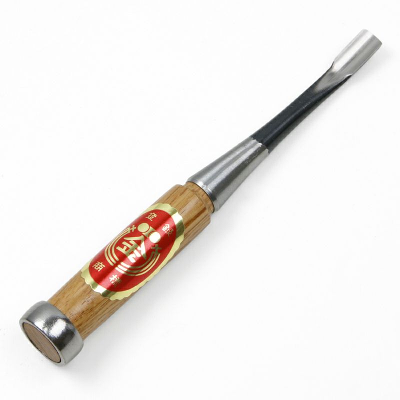 細工鑿 丸スクイ型 9mm 白紙2号 赤樫柄 一般向け 全体