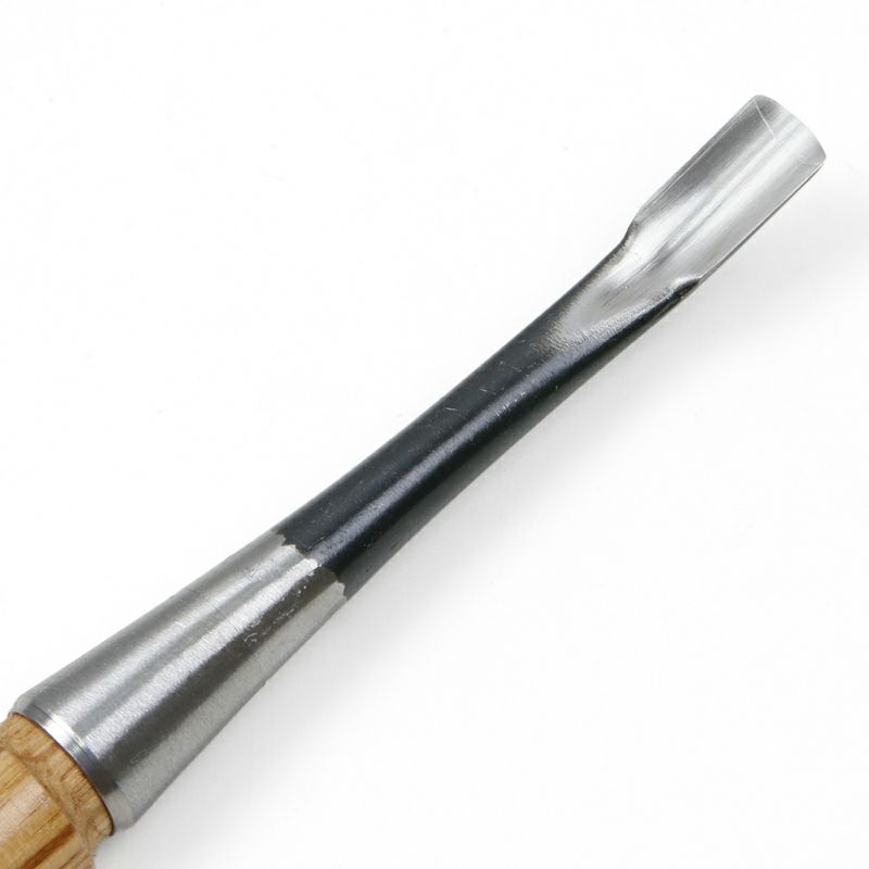 細工鑿 丸スクイ型 9mm 白紙2号 赤樫柄 一般向け 切先裏