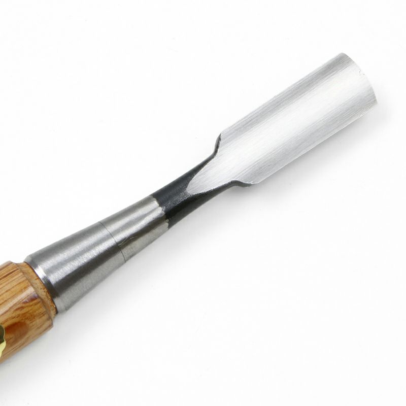 細工鑿 丸型 15mm 白紙2号 赤樫柄 一般向け 切先裏