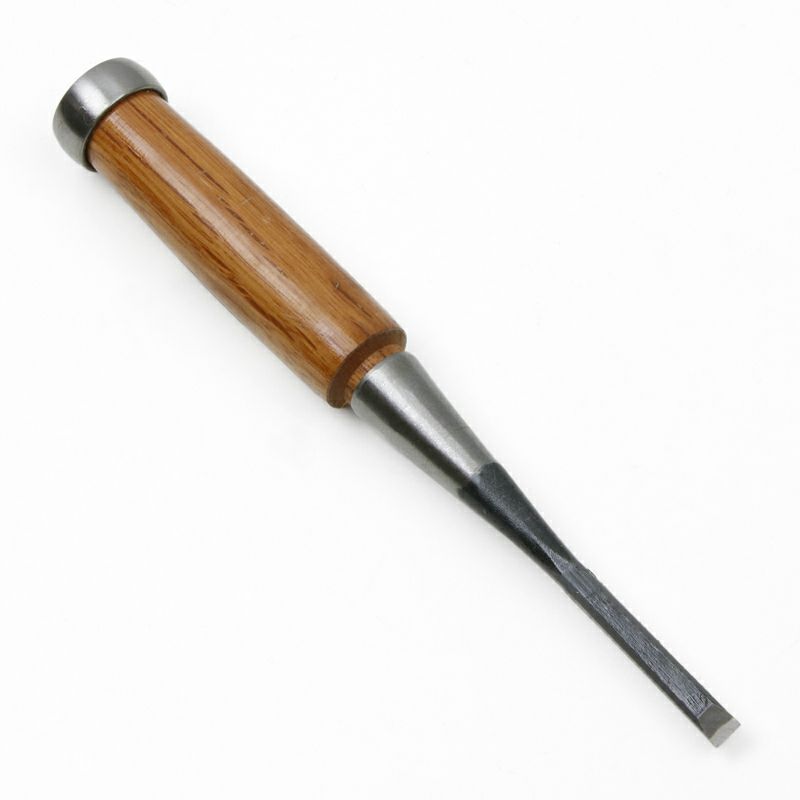 細工鑿 平型 6mm 白紙2号 赤樫柄 一般向け 裏