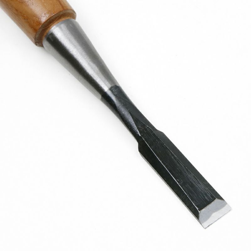 細工鑿 平型 12mm 白紙2号 赤樫柄 一般向け 切先