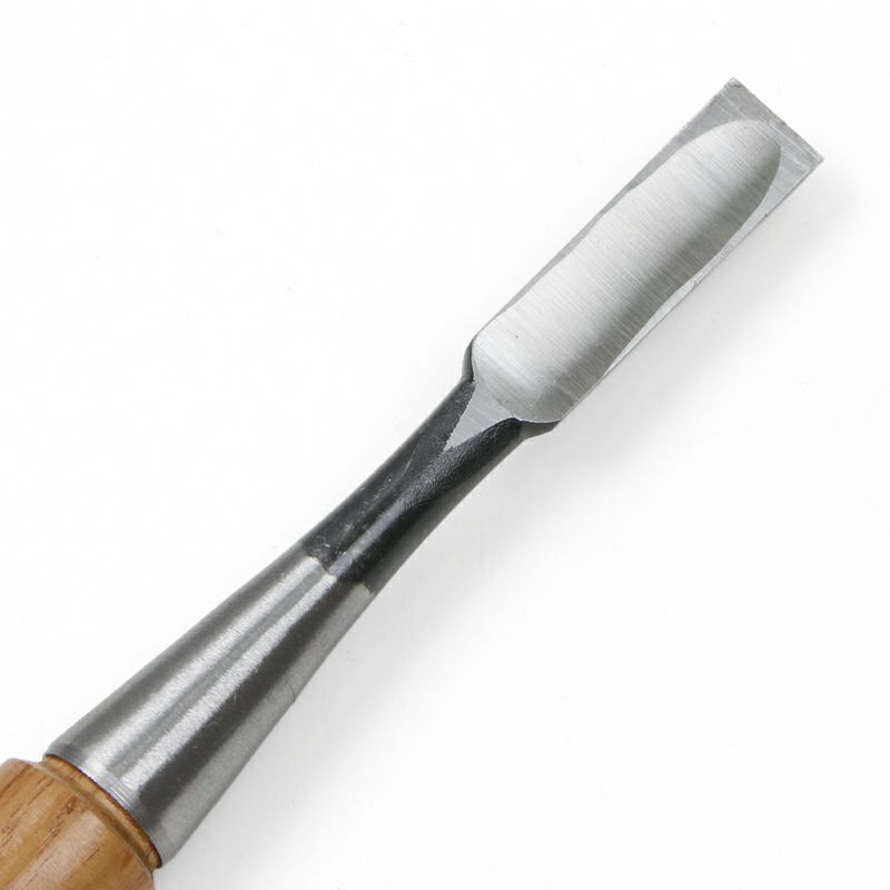 細工鑿 平型 12mm 白紙2号 赤樫柄 一般向け 切先裏