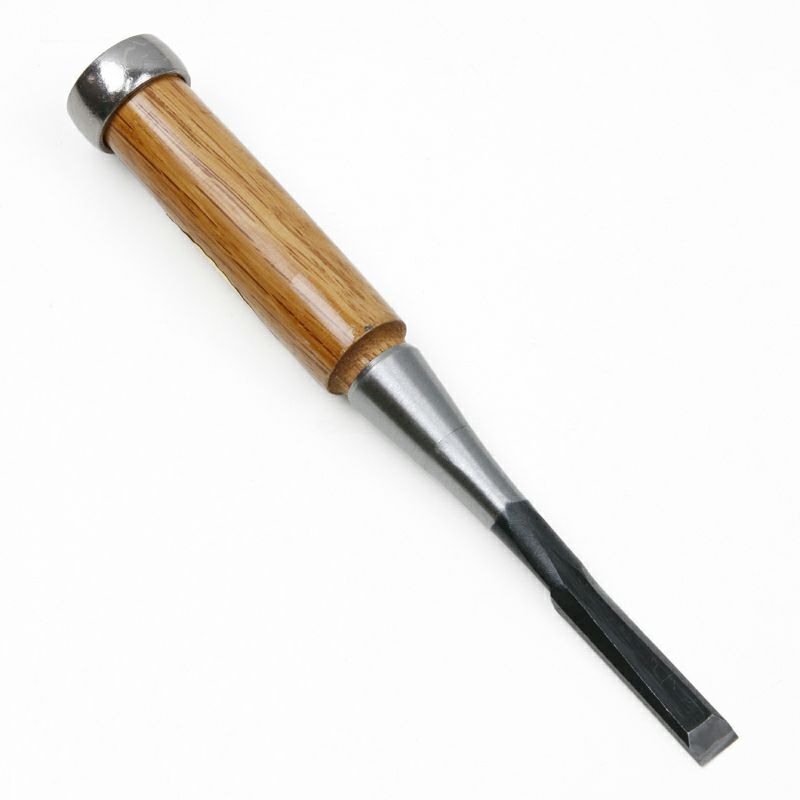 細工鑿 平型 9mm 白紙2号 赤樫柄 一般向け 裏