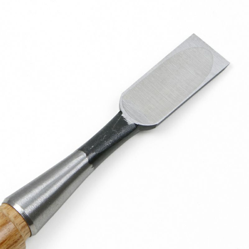 細工鑿 平型 18mm 白紙2号 赤樫柄 一般向け 切先裏