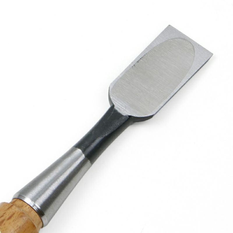 細工鑿 平型 21mm 白紙2号 赤樫柄 一般向け 切先裏