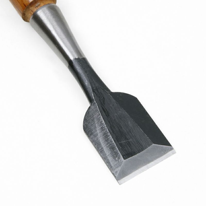 細工鑿 平型 30mm 白紙2号 赤樫柄 一般向け 切先