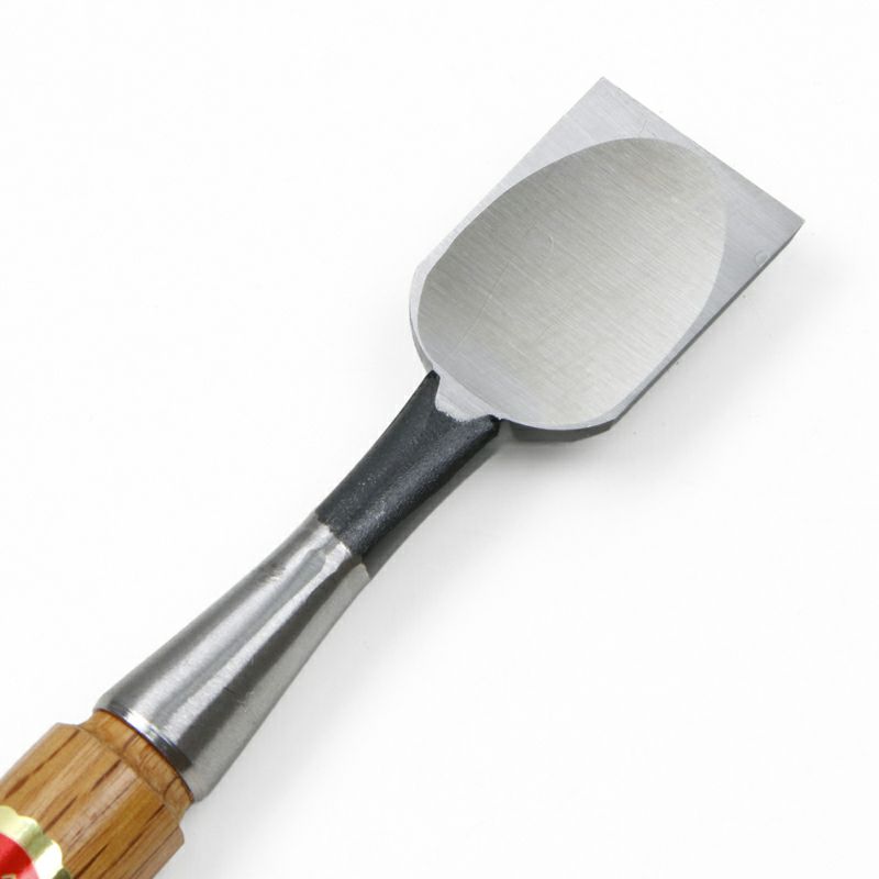 細工鑿 平型 30mm 白紙2号 赤樫柄 一般向け 切先裏