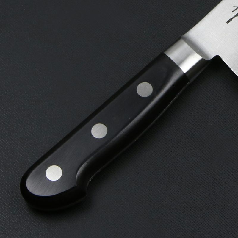 直澄作 牛刀 両刃 210mm 全鋼 共口金付き 黒合板柄 柄