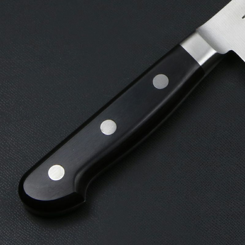 直澄作 牛刀 両刃 240mm 全鋼 共口金付き 黒合板柄 柄