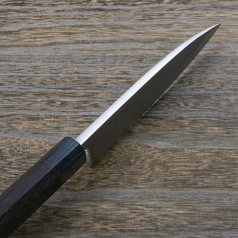 重勝 出刃包丁 片刃 165mm 白紙鋼 鋼付 積層鋼 八角紫檀柄 峰