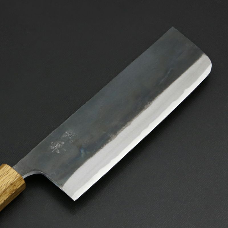 元兼 菜切り包丁 165mm 両刃 青紙スーパー 割込み 黒打ち仕上げ 焼き漆柄 土佐打ち刃物 極上品 刃先