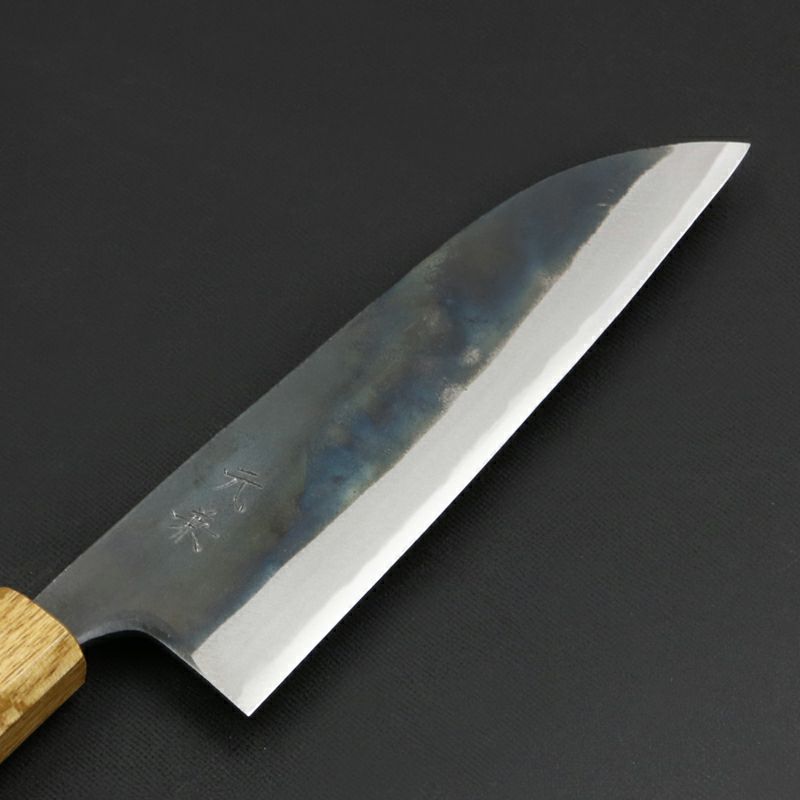 元兼 三徳包丁 165mm 両刃 青紙スーパー 割込み 黒打ち仕上げ 焼き漆柄 土佐打ち刃物 極上品 刃先