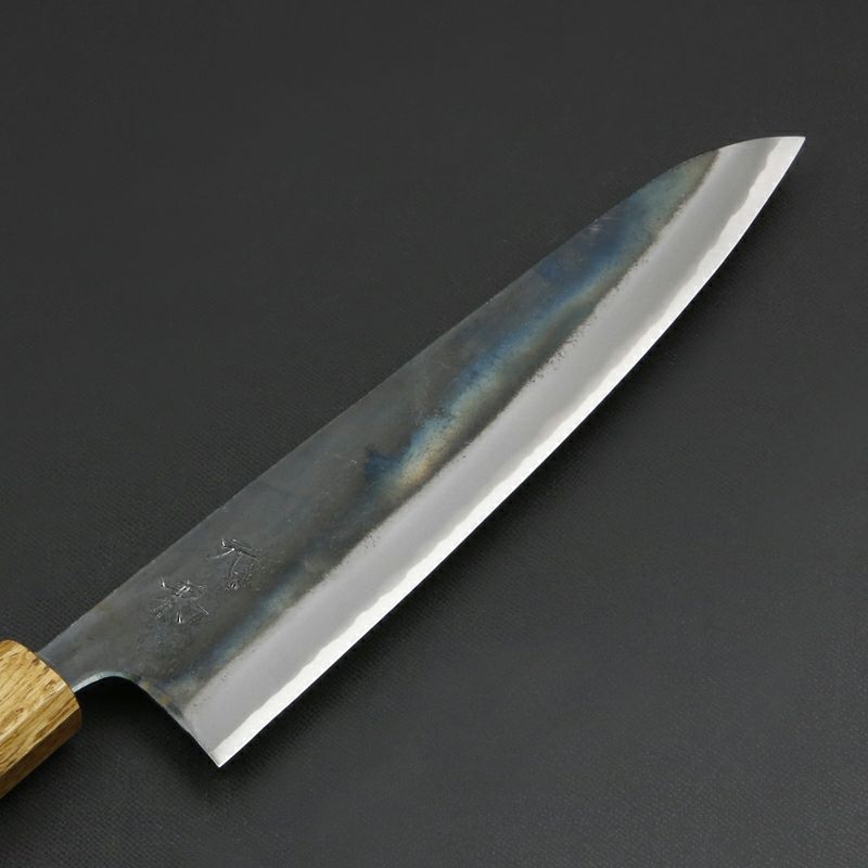 元兼 和牛刀 210mm 両刃 青紙スーパー 割込み 黒打ち仕上げ 焼き漆柄 土佐打ち刃物 極上品 刃先