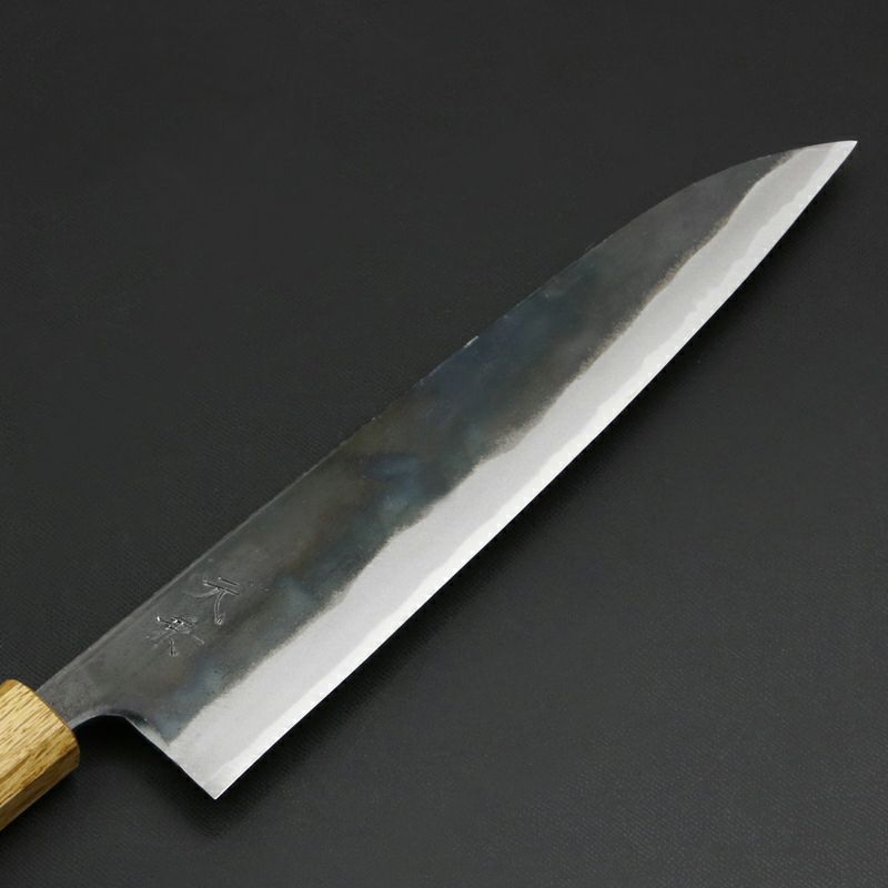 元兼 和牛刀 240mm 両刃 青紙スーパー 割込み 黒打ち仕上げ 焼き漆柄 土佐打ち刃物 極上品 刃先