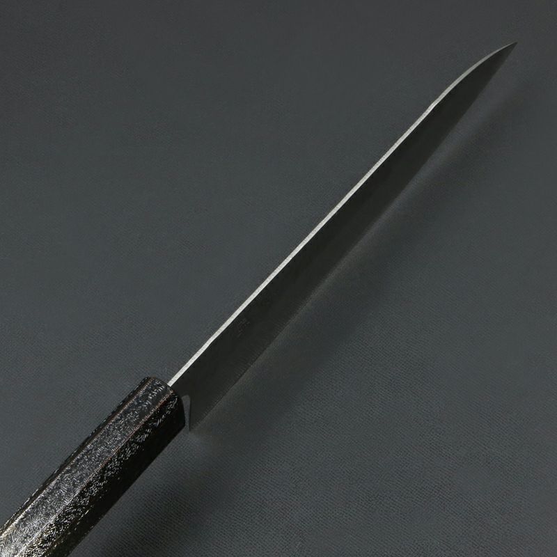 重勝 和牛刀 両刃 210mm 銀三ステンレス 梨地 暗銀漆柄 峰