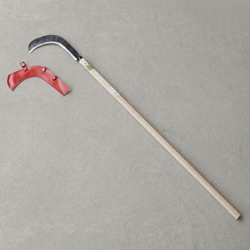 牛若丸 造林鎌 兼用型 380g ハイテン鋼 樫4尺柄付 全体