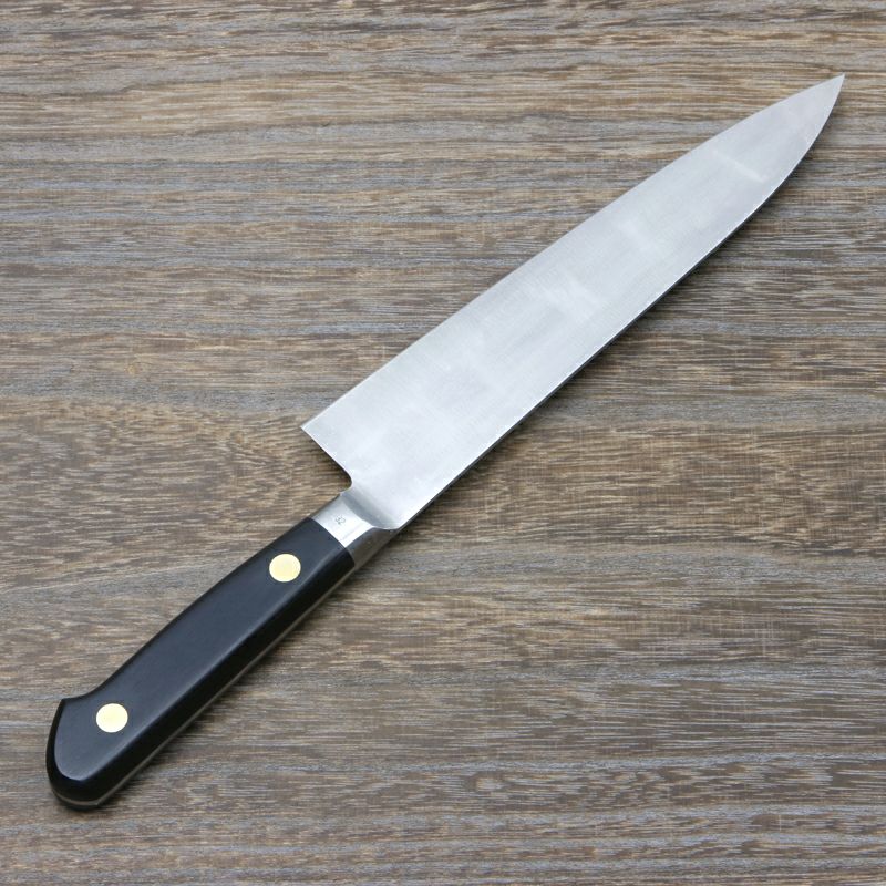 ミソノ 牛刀 両刃 180mm EUカーボン鋼 共口金付き 黒合板柄 裏