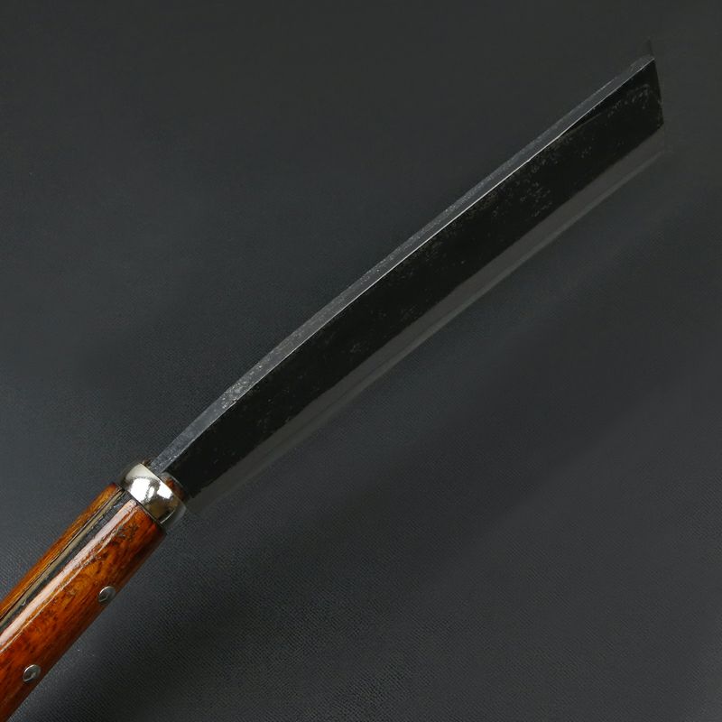 東周作 最高級 黒打腰鉈 両刃240mm 白紙鋼 ウォルナット鞘 鞘付き 峰