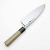 東周作 出刃包丁 片刃 180mm 青紙2号 付け鋼 霞研ぎ仕上げ 八角水牛柄 本職向け 規格外品 裏