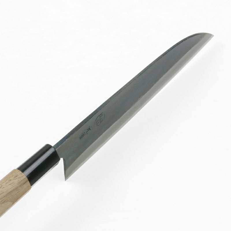 元兼 三徳包丁 165mm 両刃 青紙1号 割込み 黒打ち仕上げ クルミ柄 峰