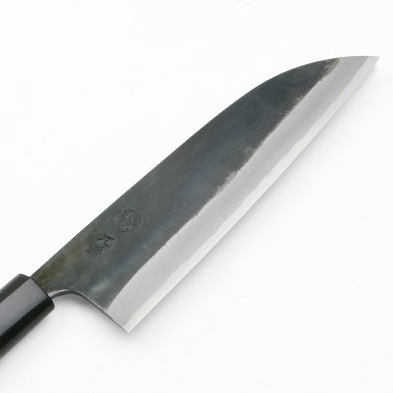 元兼 三徳包丁 165mm 両刃 青紙1号 割込み 黒打ち仕上げ クルミ柄 刃