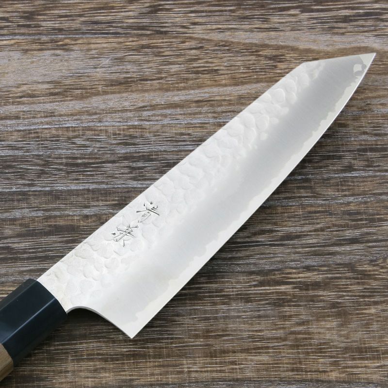 清兼 文化包丁 両刃 165mm V金10号 三層鋼 槌目仕上げ 八角クルミ柄 刃