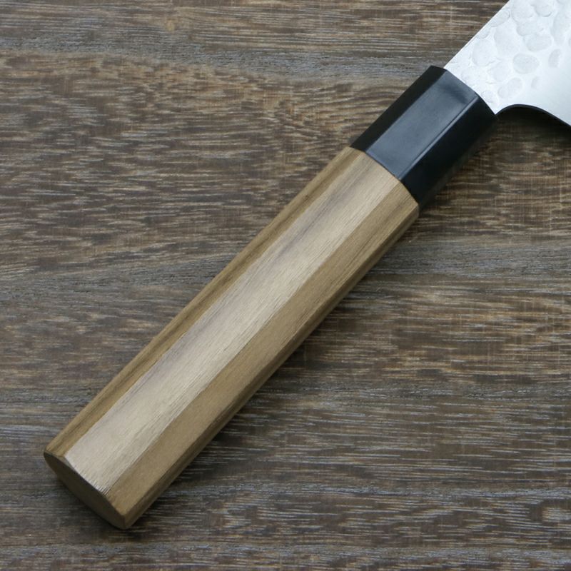 清兼 和三徳包丁 両刃 165mm V金10号 三層鋼 槌目仕上げ 八角クルミ柄 柄