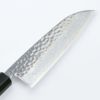 三徳包丁 165mm 両刃 銀三ステンレス 槌目 33層ダマスカス模様 八角クルミ柄 刃