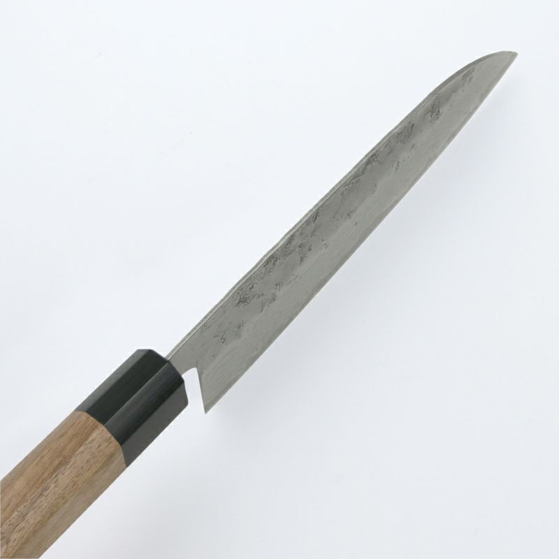 三徳包丁 165mm 両刃 スウェーデン鋼 和紙地 33層ダマスカス模様 八角クルミ柄 峰