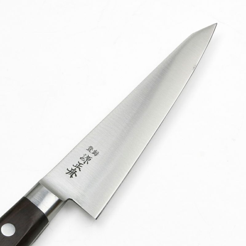 直澄作 骨スキ包丁 角型 片刃 150mm 全鋼 共口金付 朱丹柄 刃