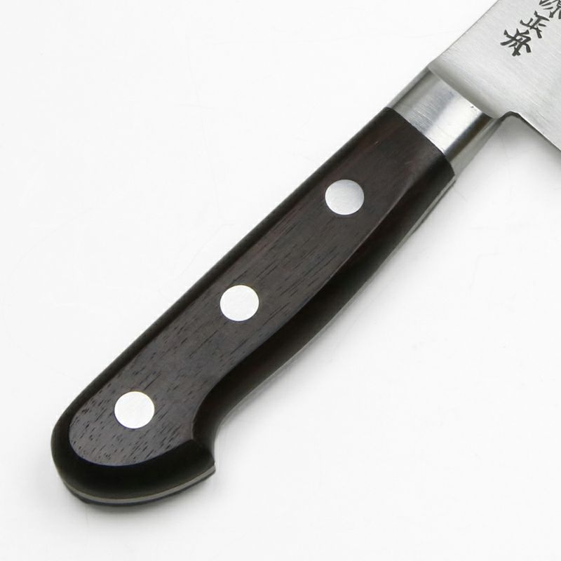 直澄作 骨スキ包丁 角型 片刃 150mm 全鋼 共口金付 朱丹柄 柄