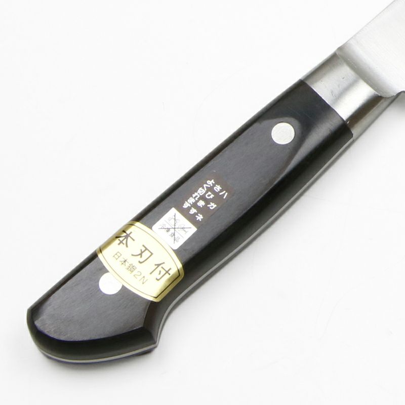 源 兼正 牛刀 両刃 300mm 全鋼 口金付き 黒合板柄 本刃付仕様 柄