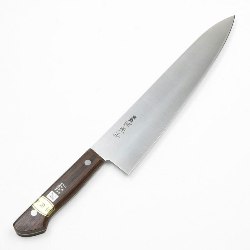 源 兼正 牛刀 両刃 240mm 全鋼 ローズウッド柄 全体