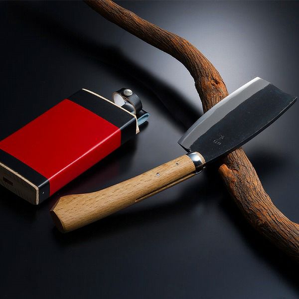 東周作 極上 枝打鉈 改良型500g 青紙鋼 鞘付き 裏