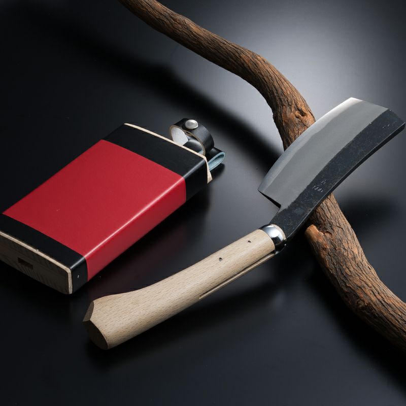 東周作 極上 枝打鉈 キリン型500g 青紙鋼 鞘付き 裏