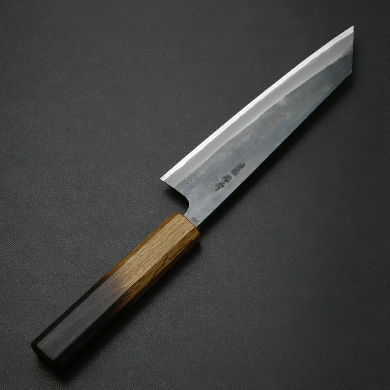 元兼 和牛刀 180mm 両刃 青紙スーパー 割込み 黒打ち仕上げ 焼き漆柄 土佐打ち刃物 極上品 裏